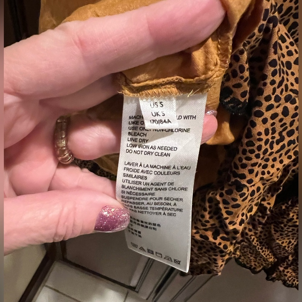 NWT Urban Outfitter Hanna Rayon Tiered Babydoll Mini Dress Leopard - S - Picture 9 of 9